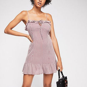 FREE PEOPLE Le Fleur Slip Dress S Burgundy Stripe